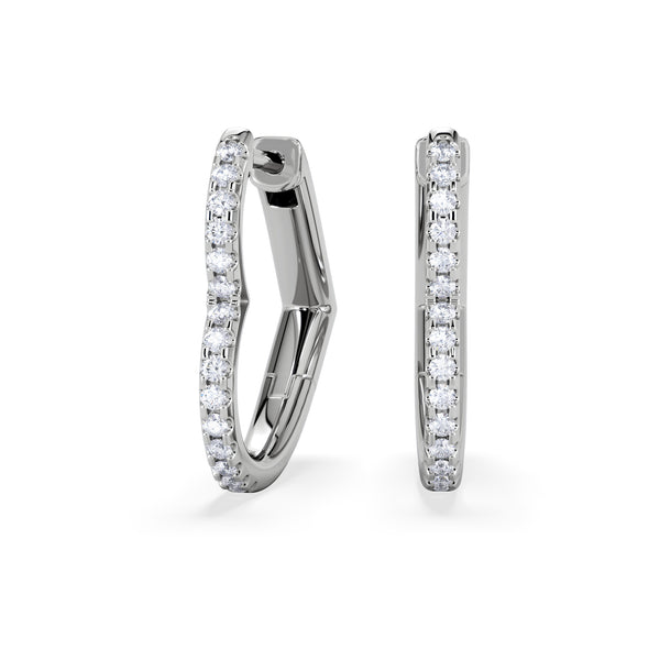 Lab Diamond Heart Hoop Earrings 0.22ct in 925 Silver