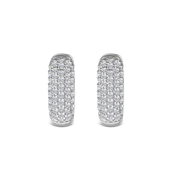 Micro Pave Huggies Lab Diamond Earrings 0.55ct in 925 Silver