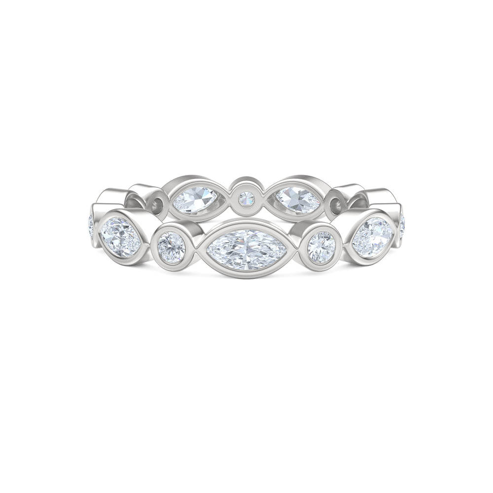 Skyline 1.13ct Marquise and Round Cut Lab Diamond Eternity Ring in 14K White Gold