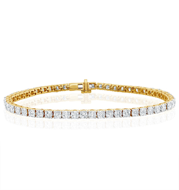 8ct Lab Diamond Tennis Bracelet Claw Set in 9K Yellow Gold