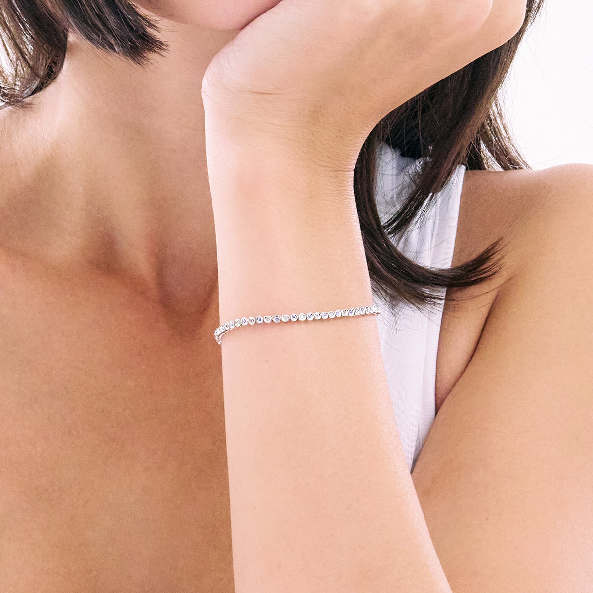 0.44ct Tanzanite and 0.35ct Lab Diamond Bracelet in 925 Sterling Silver
