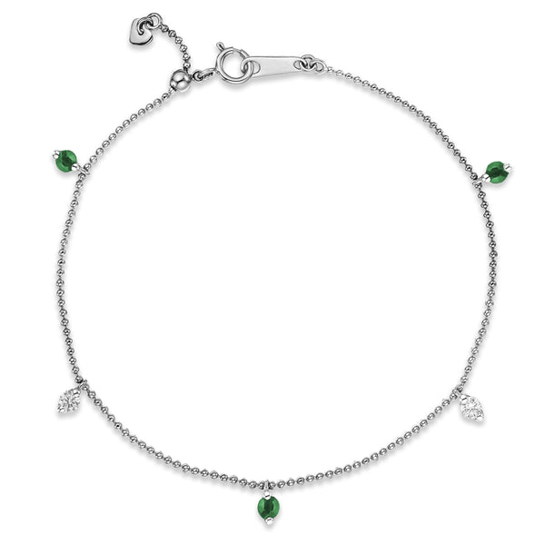 Vivara Lab Emerald and Lab Diamond Bracelet Set in 9K White Gold