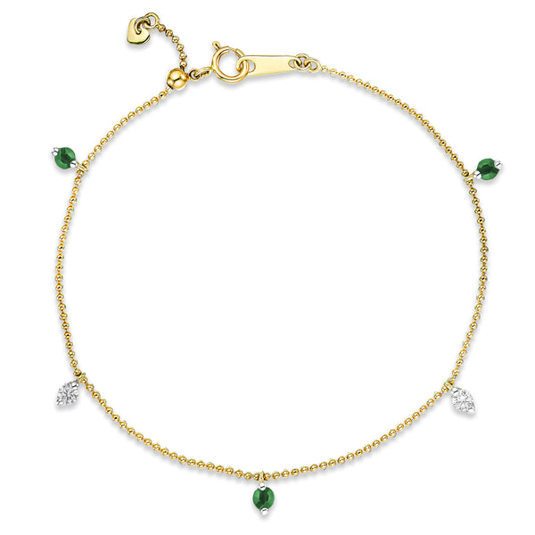 Vivara Lab Emerald and Lab Diamond Bracelet Set in 9K Yellow Gold