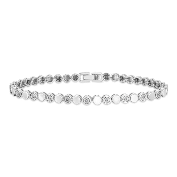 Lab Diamond Mens Tennis Bracelet Round Cut 0.10ct H/SI Silver