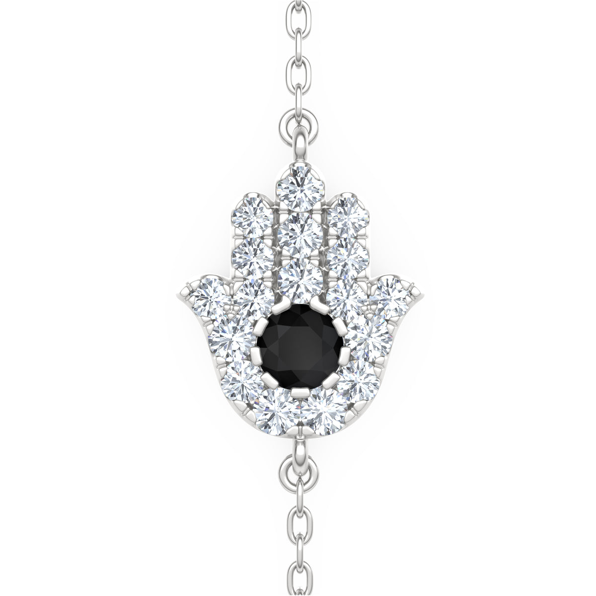 Hamsa 0.20ct Lab Diamond and Sapphire Bracelet in Sterling Silver