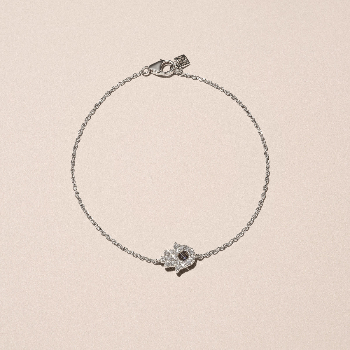 Hamsa 0.20ct Lab Diamond and Sapphire Bracelet in Sterling Silver