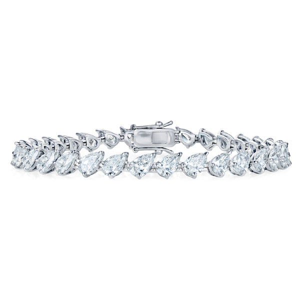 LUXE 11.00ct Lab Diamond Tennis Bracelet with IGI Certified Pear-Cut Diamonds in 18K White Gold