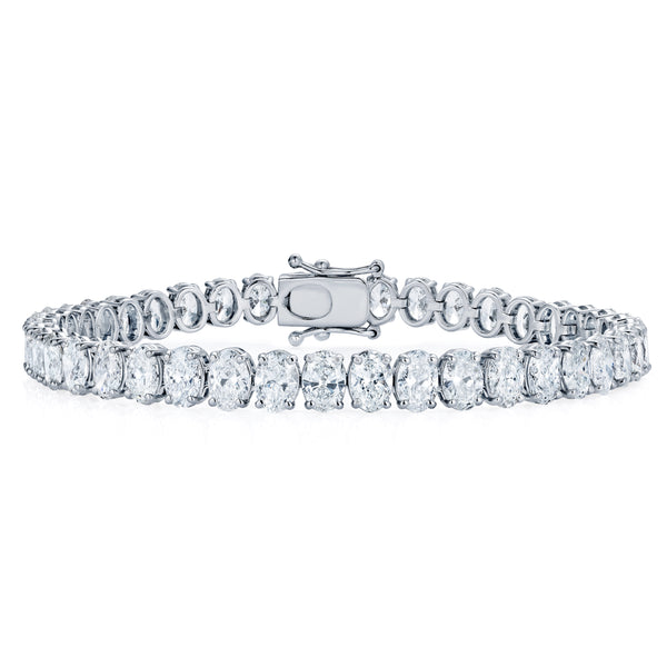 LUXE 15.00ct Lab Diamond Tennis Bracelet with IGI Certified Oval-Cut Diamonds in 18K White Gold