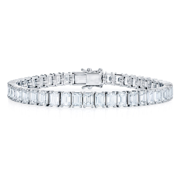 LUXE 17.00ct Lab Diamond Tennis Bracelet with IGI Certified Emerald-Cut Diamonds in 18K White Gold