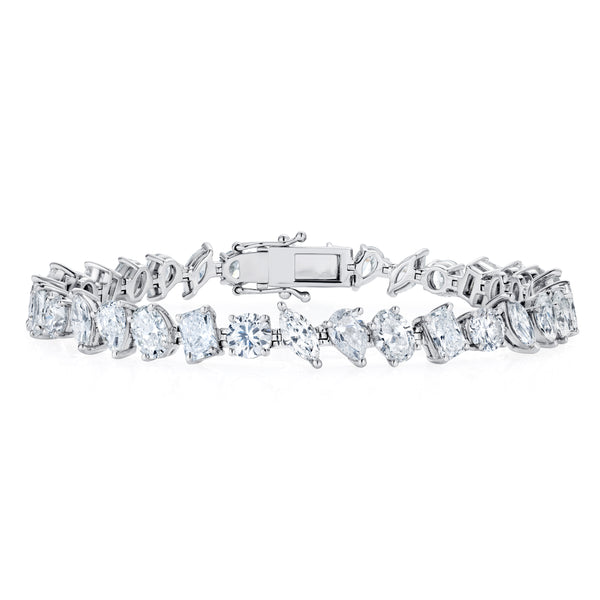LUXE 12.00ct Lab Diamond Tennis Bracelet with IGI Certified Mixed-Cut Diamonds in 18K White Gold