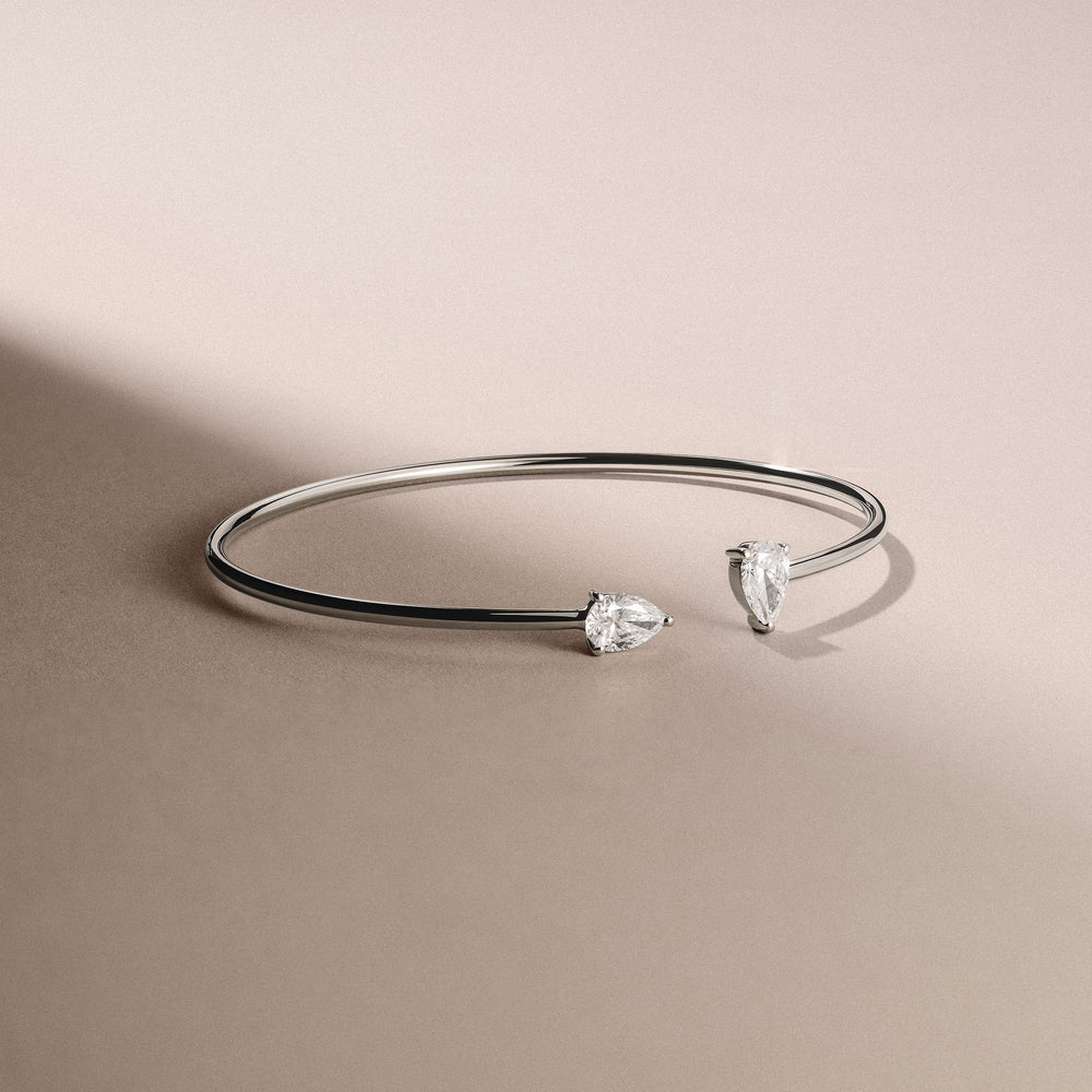 Affinity 1.00ct Pear Cut Lab Diamond Bangle in 14K White Gold