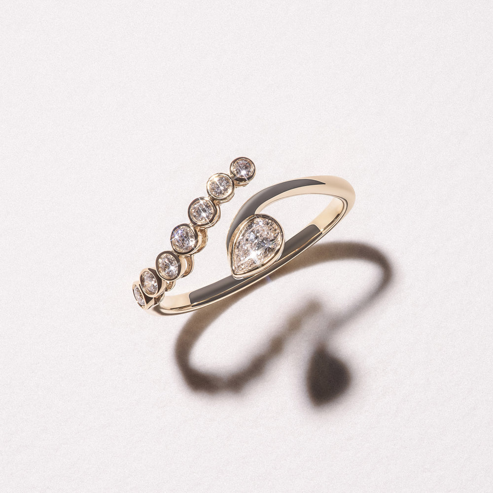Skyline 0.45ct Pear and Round Cut Lab Diamond Ring in 14K Yellow Gold