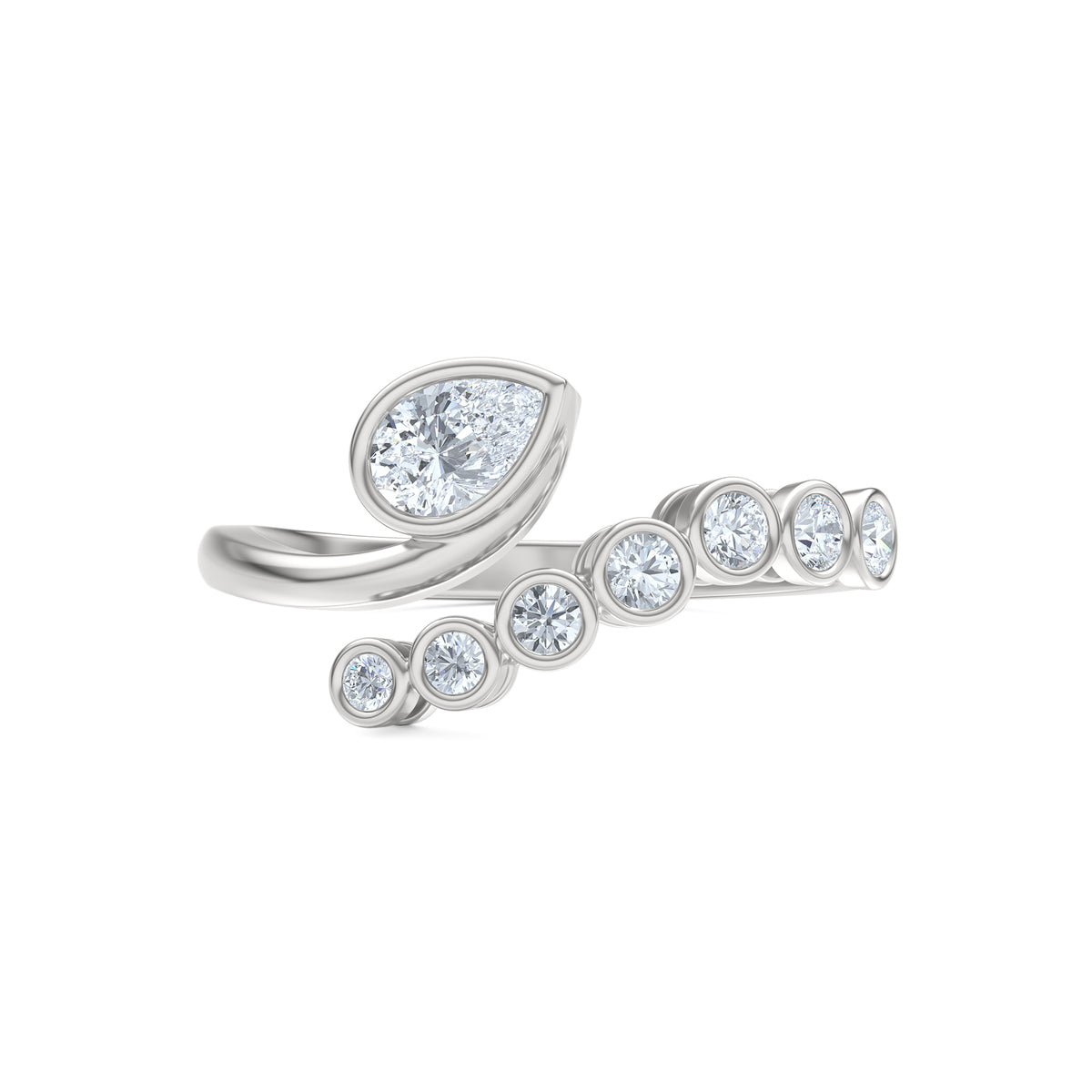 Skyline 0.45ct Pear and Round Cut Lab Diamond Ring in 14K White Gold