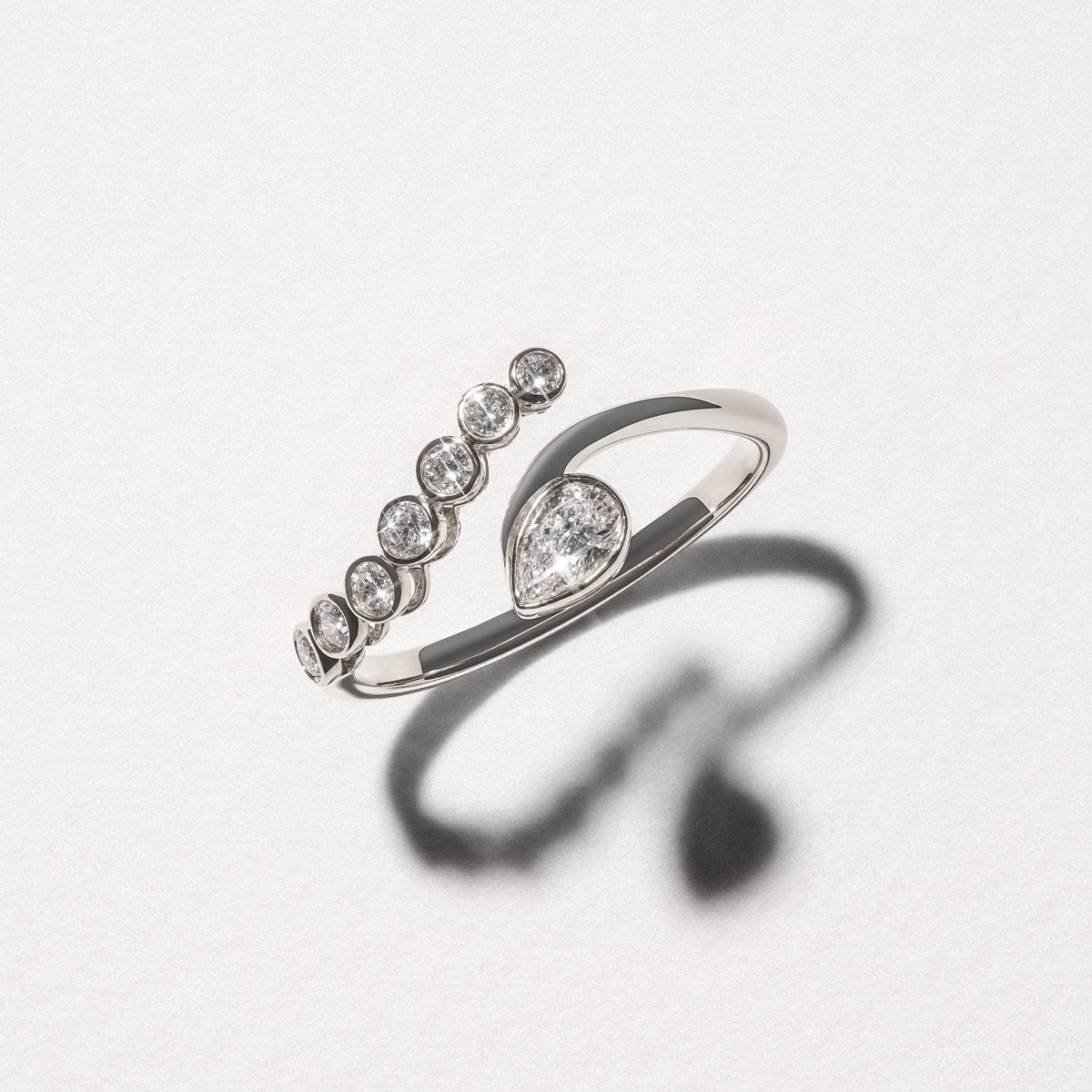 Skyline 0.45ct Pear and Round Cut Lab Diamond Ring in 14K White Gold