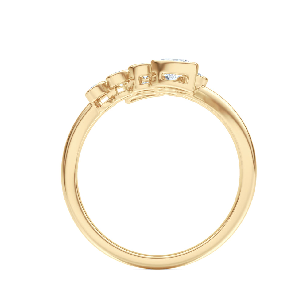 Skyline 0.70ct Pear and Round Cut Lab Diamond Ring in 14K Yellow Gold