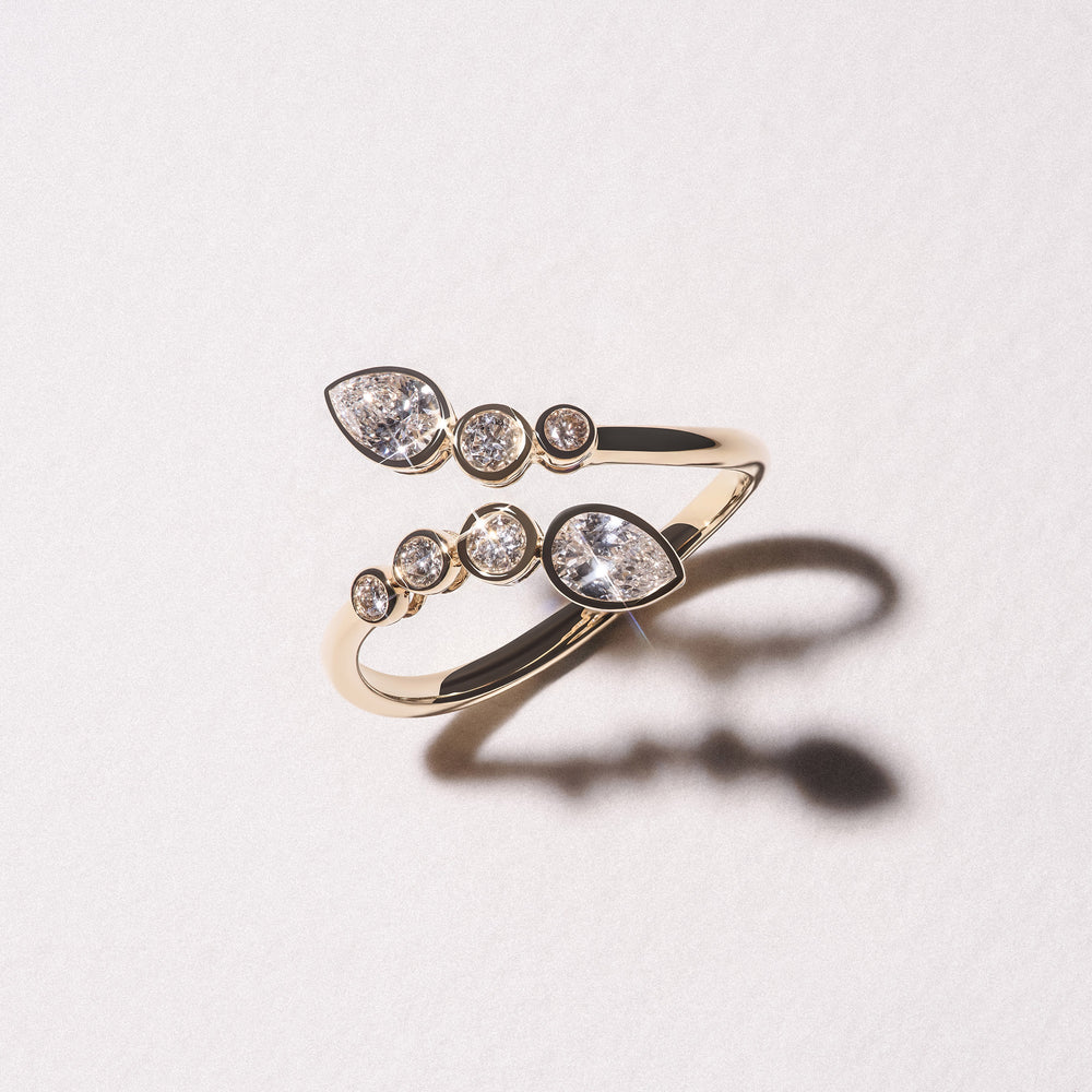 Skyline 0.70ct Pear and Round Cut Lab Diamond Ring in 14K Yellow Gold