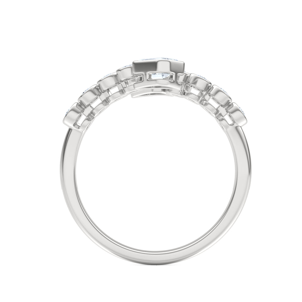 Skyline 0.75ct Emerald and Round Cut Lab Diamond Ring in 14K White Gold