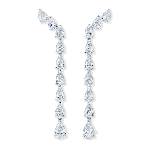 LUXE 4.00ct Lab Diamond Drop Earrings with IGI Certified Pear-Cut Diamonds in 18K White Gold,Round Face