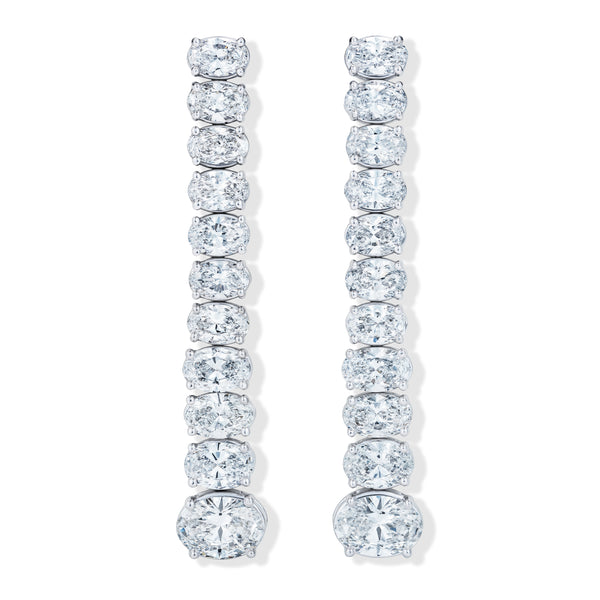 LUXE 6.00ct Lab Diamond Drop Earrings with IGI Certified Oval-Cut Diamonds in 18K White Gold