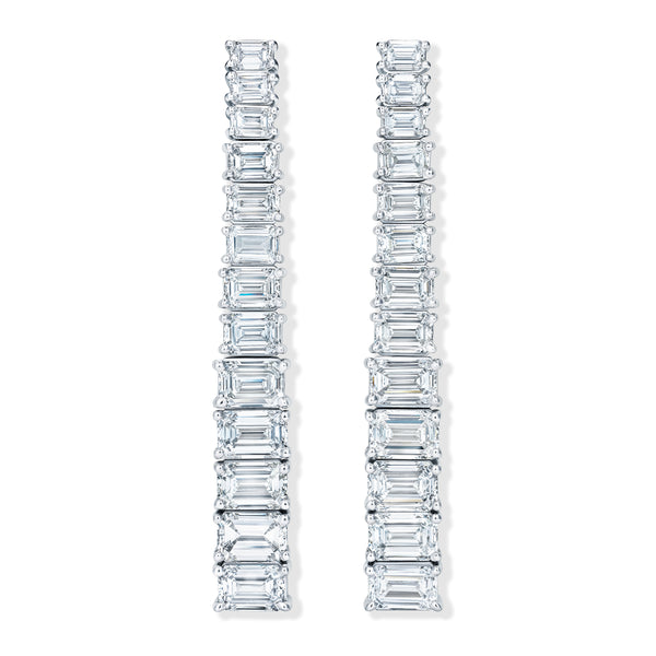LUXE 7.00ct Lab Diamond Drop Earrings with IGI Certified Emerald-Cut Diamonds in 18K White Gold