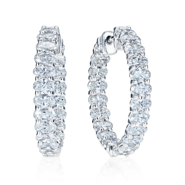LUXE 8.00ct Lab Diamond Hoop Earrings with IGI Certified Oval-Cut Diamonds in 18K White Gold