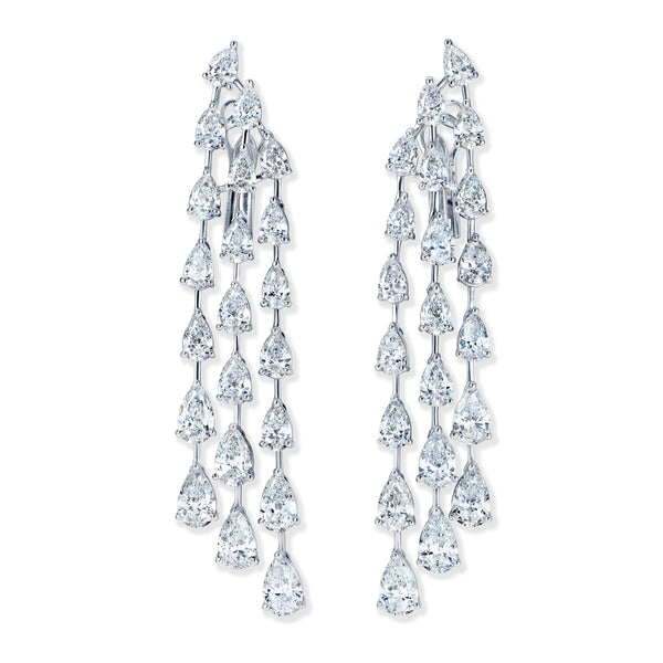 LUXE 10.00ct Lab Diamond Chandelier Earrings with IGI Certified Pear-Cut Diamonds in 18K White Gold