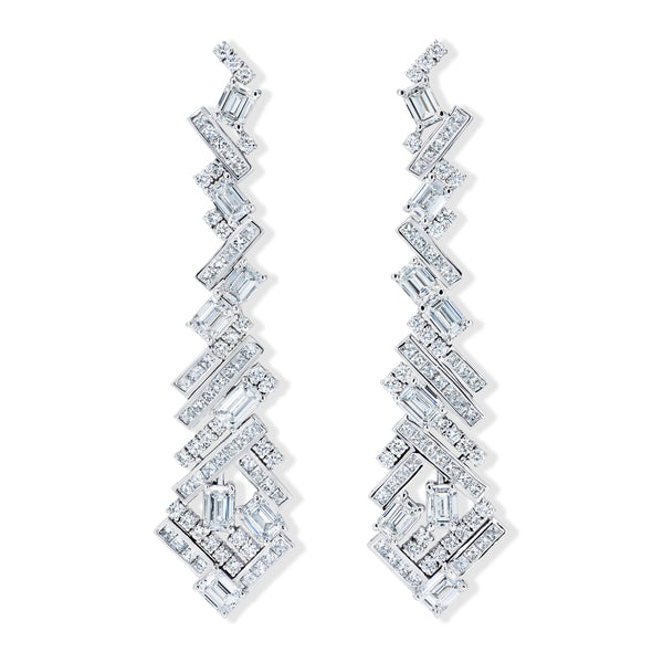 LUXE 8.00ct Lab Diamond Chandelier Earrings with IGI Certified Mixed-Cut Diamonds in 18K White Gold