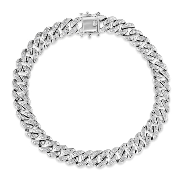 8.25 Inch Havana Cuban Lab Men Diamond Bracelet 0.50ct Cuban Lab Diamond Set in 925 Silver