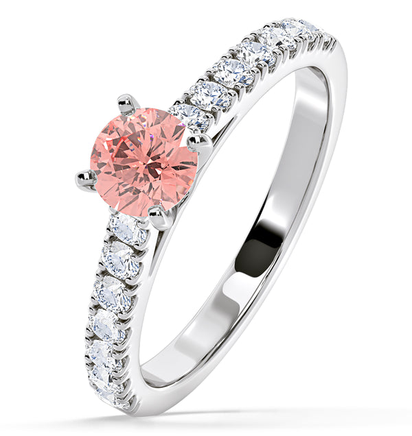 Natalia Pink Lab Diamond 0.91ct Side Stone Ring in Platinum - Elara Collection