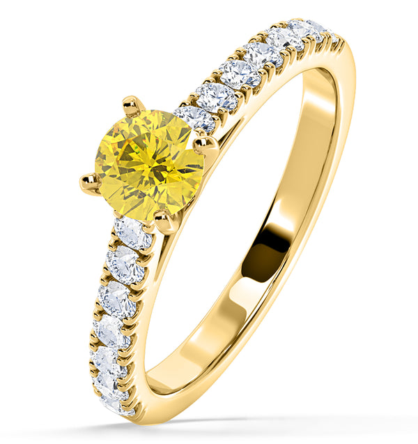 Natalia Yellow Lab Diamond 0.91ct Side Stone Ring in 18K Yellow Gold - Elara Collection