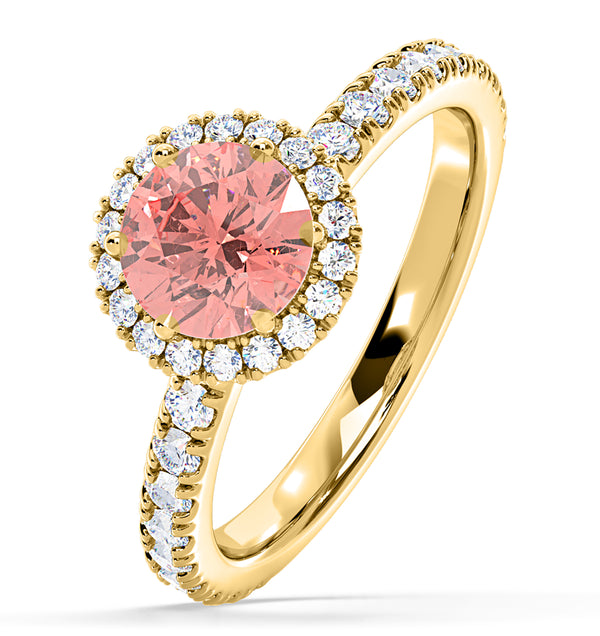 Alessandra Pink Lab Diamond 1.70.ct Halo Ring in 18K Yellow Gold - Elara Collection
