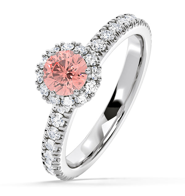 Alessandra Pink Lab Diamond 1.10.ct Halo Ring in 18K White Gold - Elara Collection