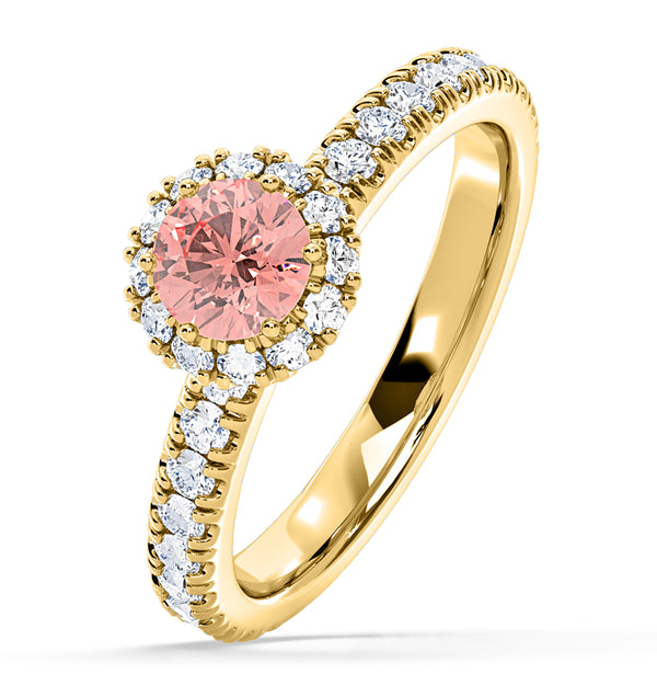 Alessandra Pink Lab Diamond 1.10.ct Halo Ring in 18K Yellow Gold - Elara Collection