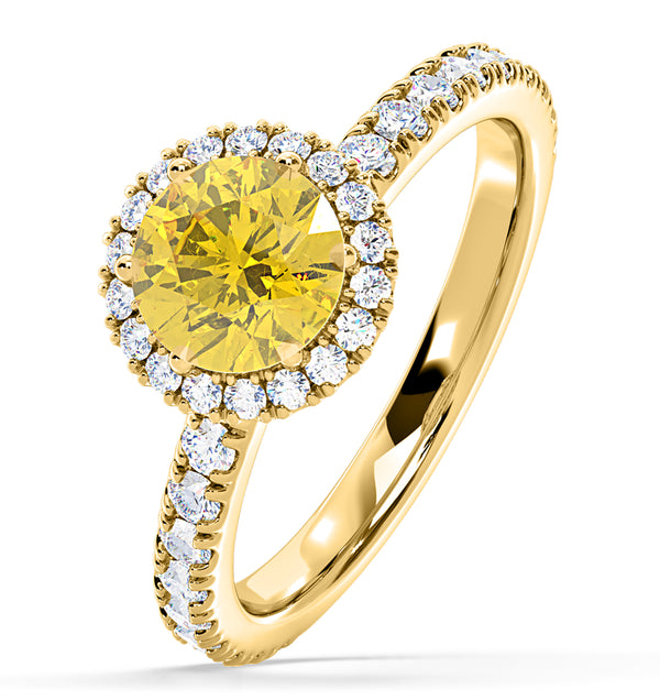Alessandra Yellow Lab Diamond 1.70.ct Halo Ring in 18K Yellow Gold - Elara Collection