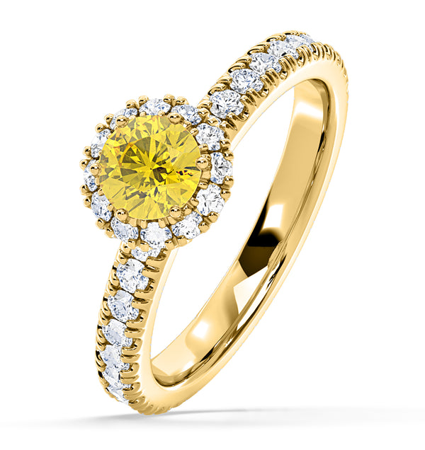 Alessandra Yellow Lab Diamond 1.10.ct Halo Ring in 18K Yellow Gold - Elara Collection