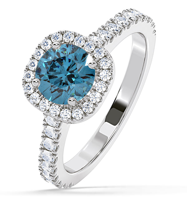 Elizabeth Blue Lab Diamond 1.70ct Halo Ring in 18K White Gold - Elara Collection