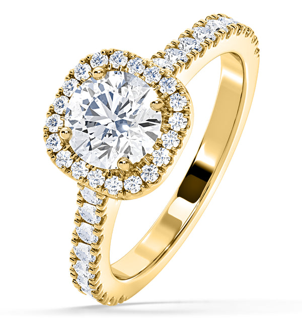 Elizabeth Lab Diamond Halo Engagement Ring in 18K Gold 1.70ct F/VS1