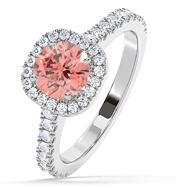 Elizabeth Pink Lab Diamond 1.70ct Halo Ring in Platinum - Elara Collection
