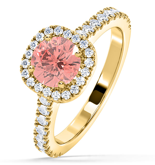 Elizabeth Pink Lab Diamond 1.70ct Halo Ring in 18K Yellow Gold - Elara Collection