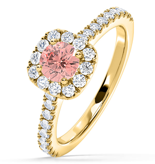 Elizabeth Pink Lab Diamond 1.00ct Halo Ring in 18K Yellow Gold - Elara Collection