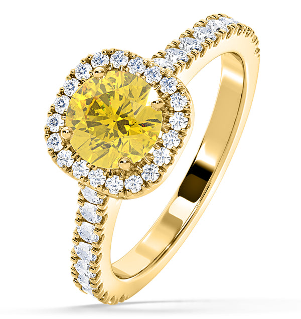 Elizabeth Yellow Lab Diamond 1.70ct Halo Ring in 18K Yellow Gold - Elara Collection