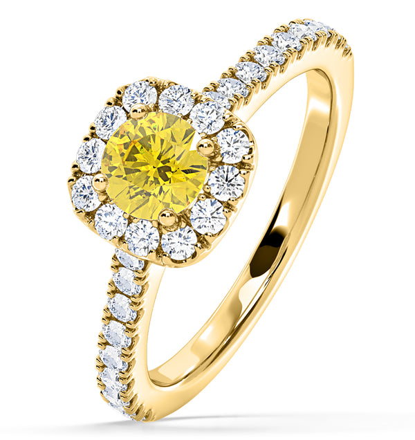 Elizabeth Yellow Lab Diamond 1.00ct Halo Ring in 18K Yellow Gold - Elara Collection