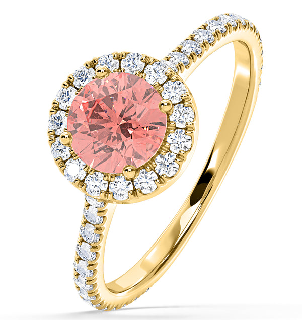 Reina Pink Lab Diamond 1.80ct Halo Ring in 18K Yellow Gold - Elara Collection