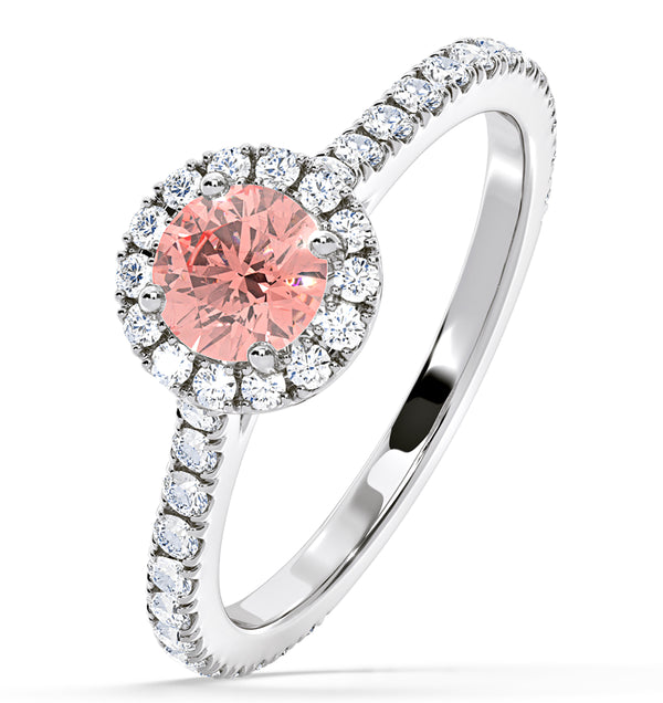 Reina Pink Lab Diamond 1.10ct Halo Ring in 18K White Gold - Elara Collection