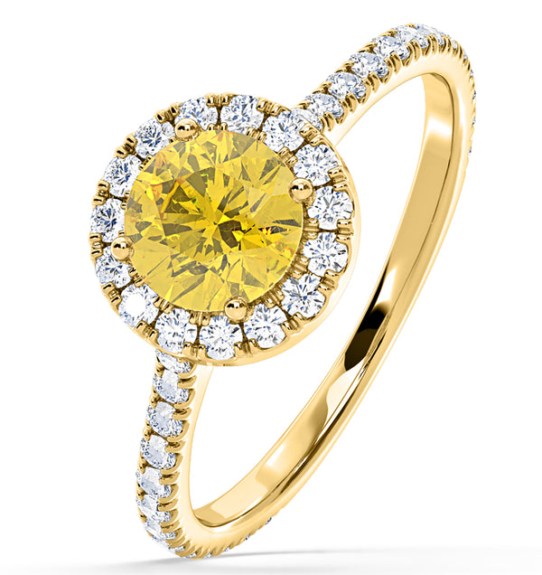 Reina Yellow Lab Diamond 1.80ct Halo Ring in 18K Yellow Gold - Elara Collection