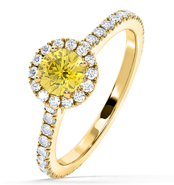 Reina Yellow Lab Diamond 1.10ct Halo Ring in 18K Yellow Gold - Elara Collection