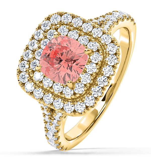 Anastasia Pink Lab Diamond 1.65ct Halo Ring in 18K Yellow Gold - Elara Collection