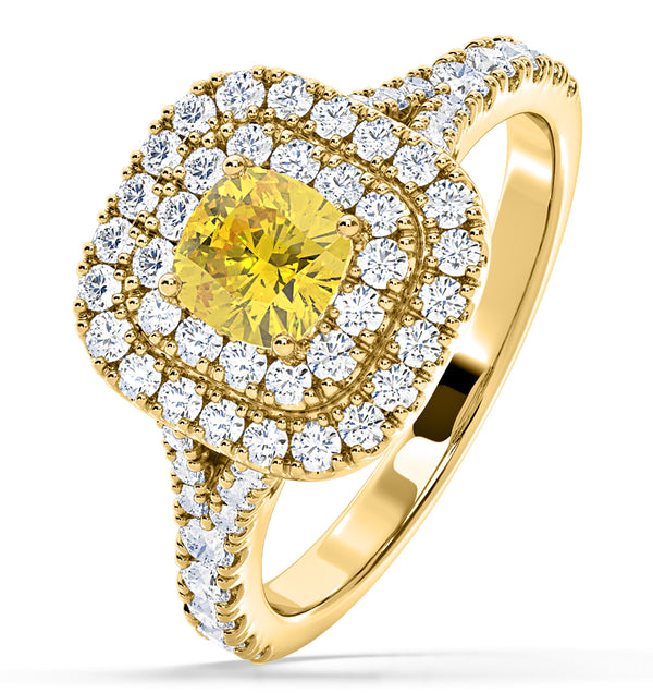 Anastasia Yellow Lab Diamond 1.30ct Halo Ring in 18K Yellow Gold - Elara Collection