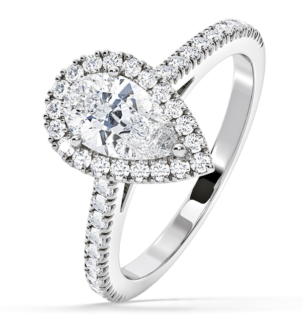 Diana GIA Diamond Pear Halo Engagement Ring Platinum 1.60ct G/SI1