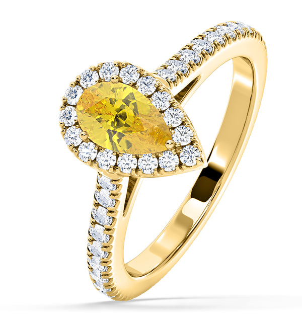 Diana Yellow Lab Diamond Pear Halo Ring 1.00ct in 18K Yellow Gold - Elara Collection